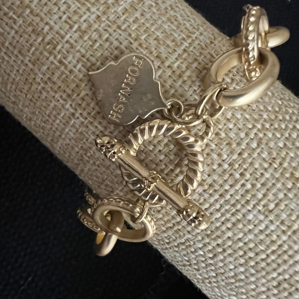Vintage Fornash Y2K Gold Tone Chunky Chain Toggle Charm Bracelet 8.5"